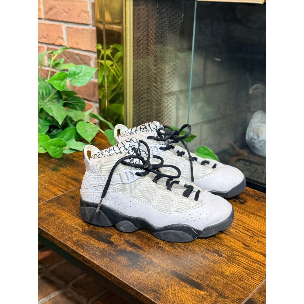 Jordan 6 Rings Kids White Black Elephant Print Sneakers Size 2Y